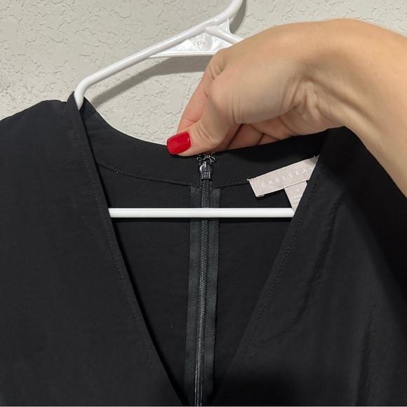 Chlesey28 Pleated Puff Shoulder Long Sleeve Midi Dress Black Womens Size Small - Picture 8 of 14